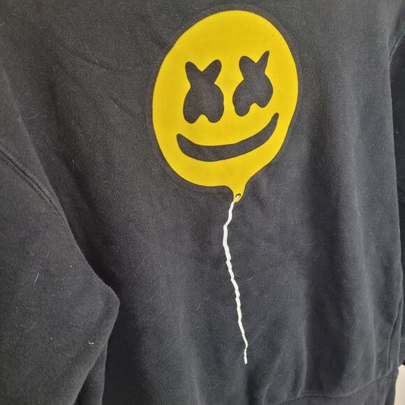 Mellogang Marshmello Hoodie Black Yellow Smiley Face Band Tee Unisex Size M - Picture 4 of 6